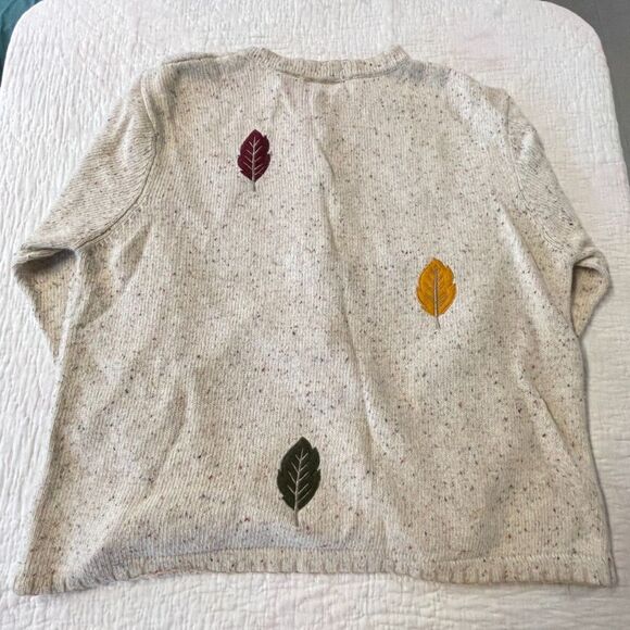 Vintage Croft & Barrow Autumn Cardigan Sweater L Moose- Bear- Leaves Cottagecore - Picture 3 of 11